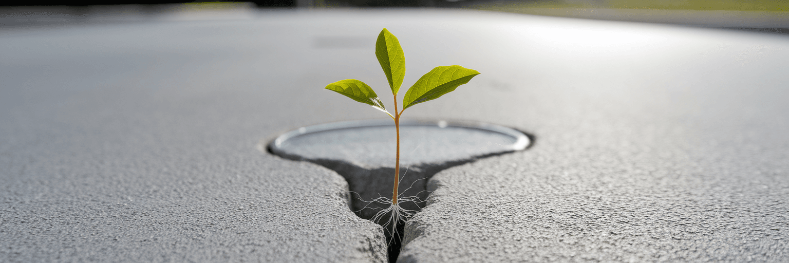 Sapling roots forming magnifying glass